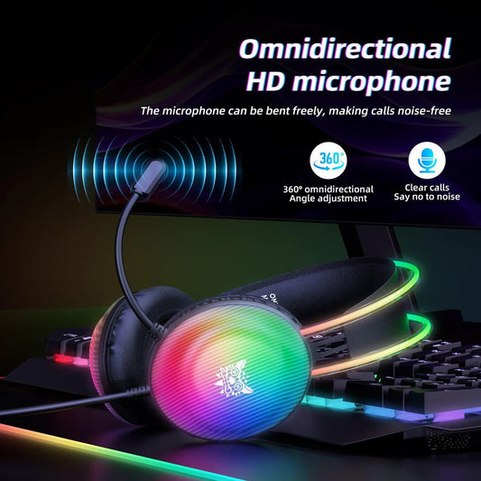 Onikuma X29 – 50mm Drivers, Breathing RGB, 360° Rotatable Mic ( AUX )