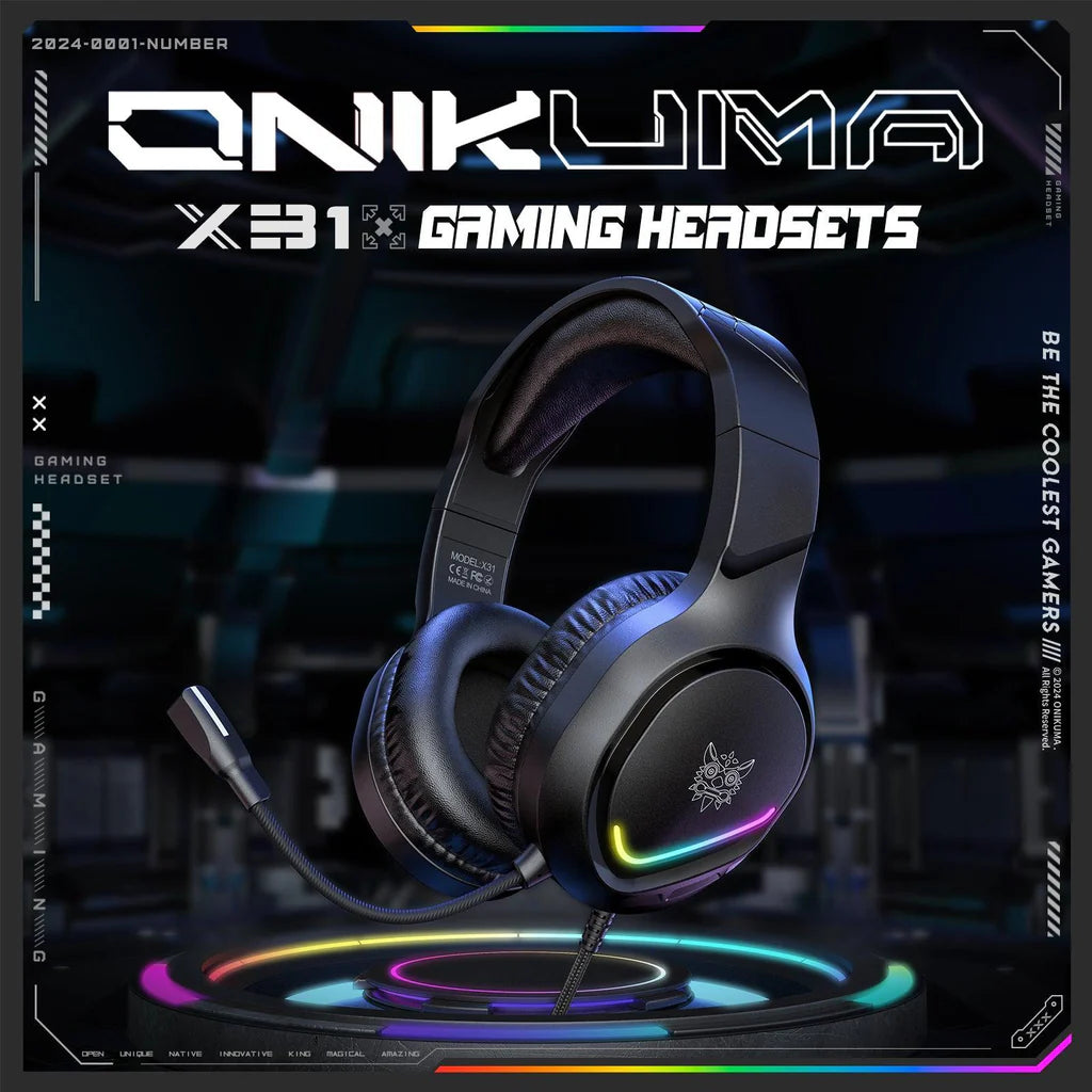 Onikuma X31 Pro – 50mm Drivers, RGB Cat Ears, Noise-Cancelling Mic