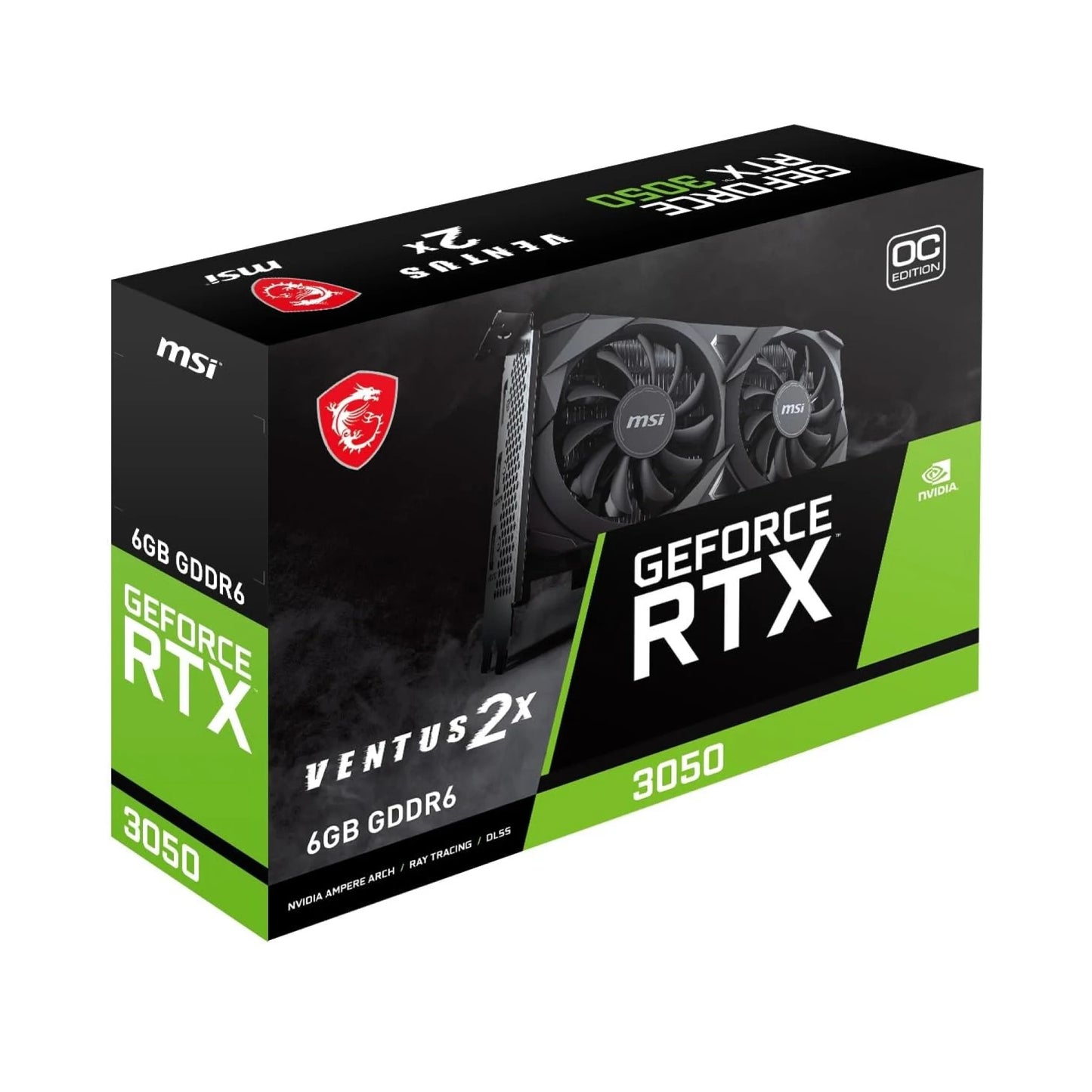 MSI GeForce RTX graphics card packaging on a white background