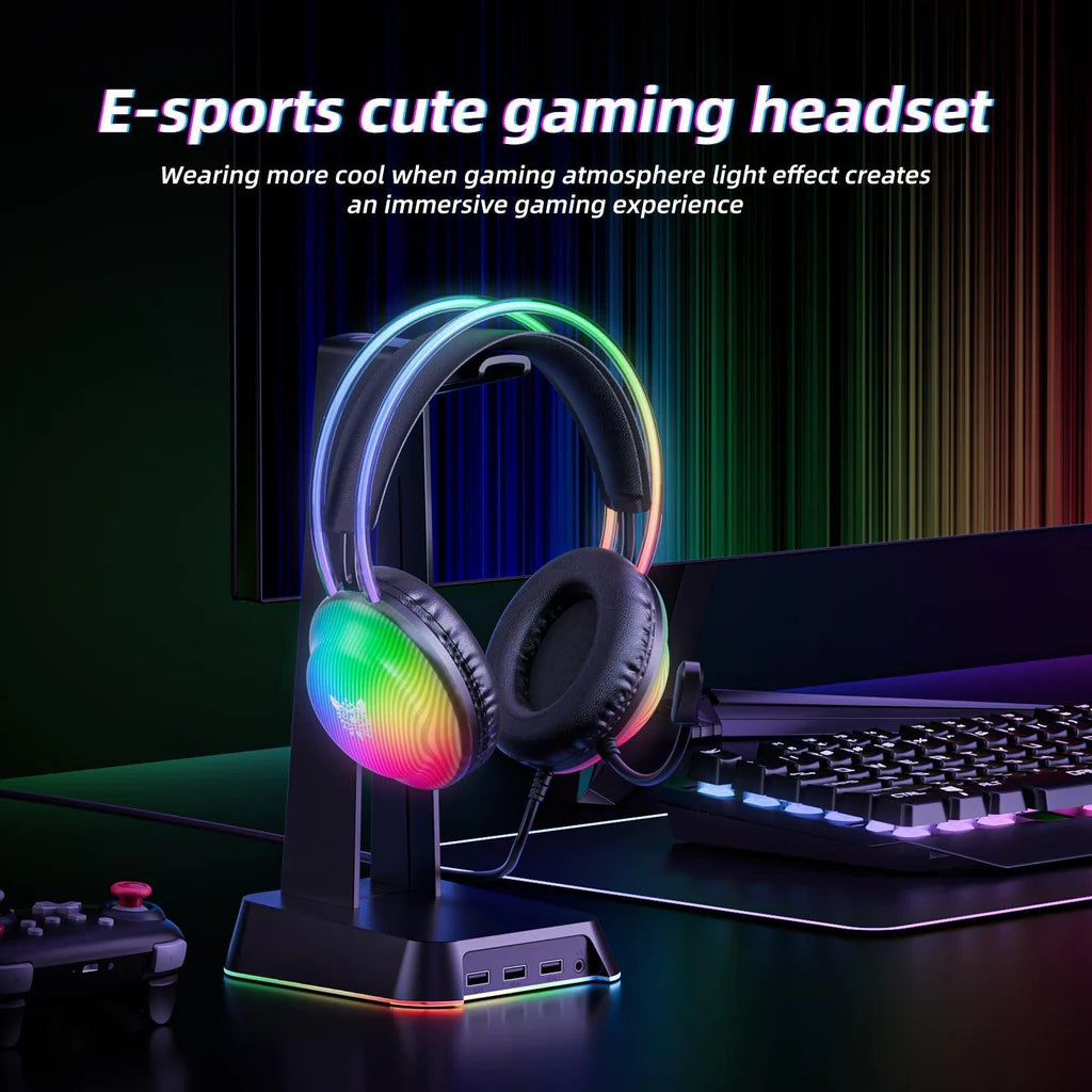 Onikuma X29 – 50mm Drivers, Breathing RGB, 360° Rotatable Mic ( USB )