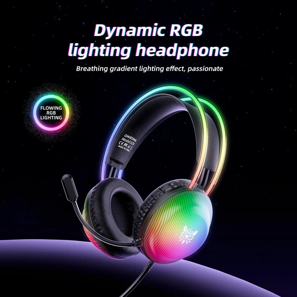Onikuma X29 – 50mm Drivers, Breathing RGB, 360° Rotatable Mic ( USB )