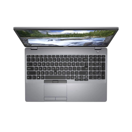 Dell Precesion 5510 Laptop Keyboard View with a scenic display on a white background