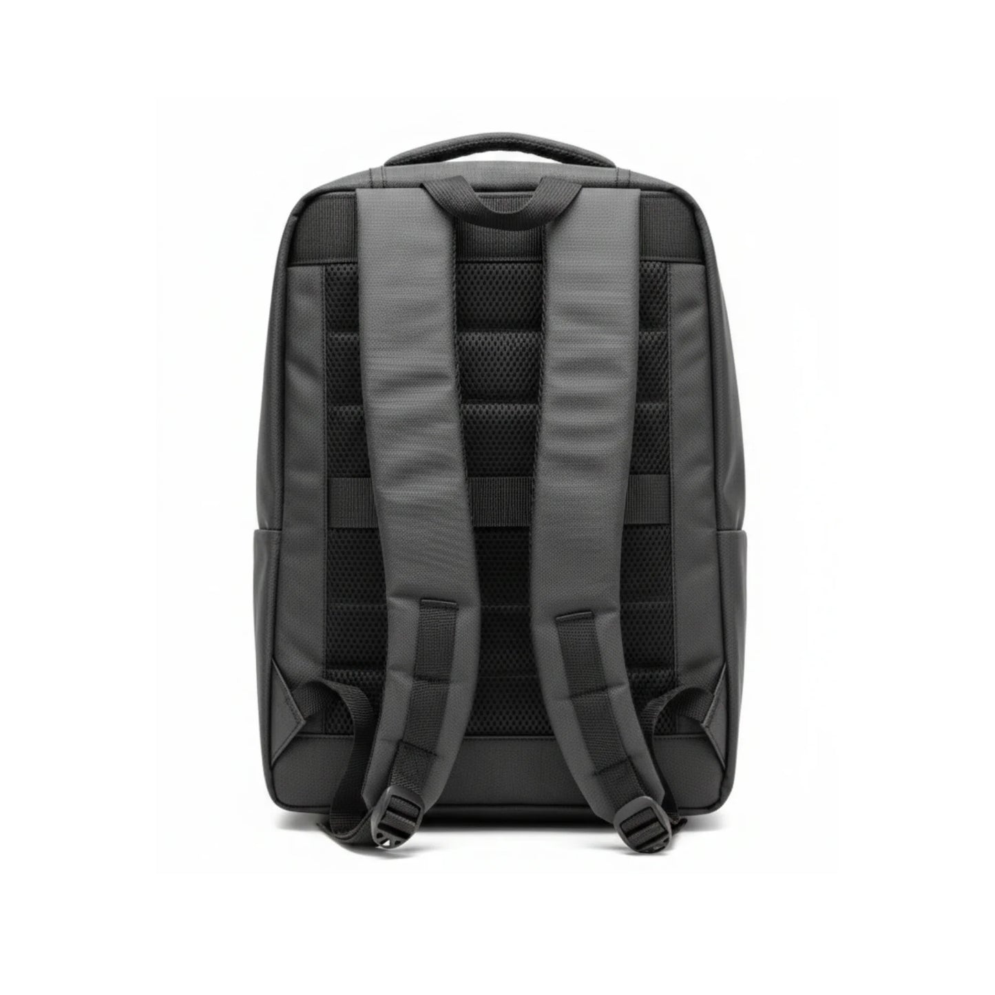 Black backpack on a white background