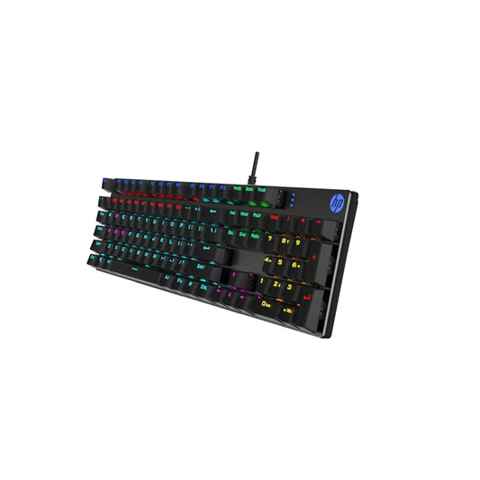 Gaming Keyboard HP GK400F with Rainbow lighting on a white background