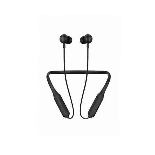 earlodm Black wireless earbuds with neckband on a white background
