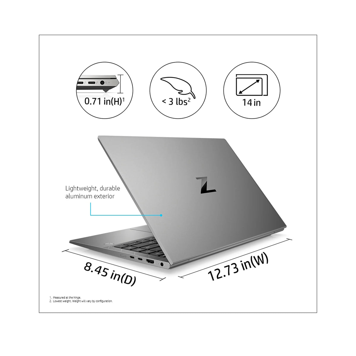 HP ZBook Firefly 14 G8 mobile workstation, front view with display open