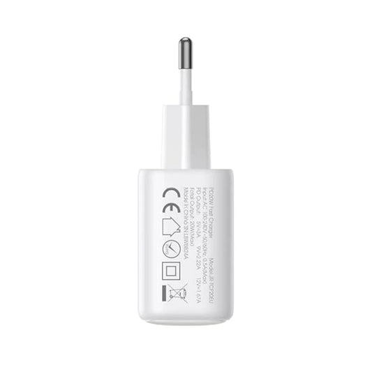 White USB charging adapter on a white background