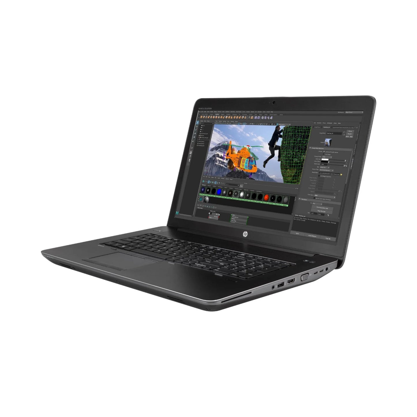  Laptop displaying video editing software on a white background