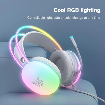 Onikuma X25 White – RGB Cat Ears, 50mm Drivers, Lightweight Design