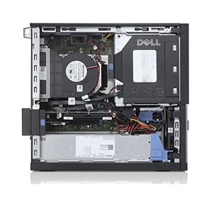 Dell computer tower with open side panel showing internal components on a white background