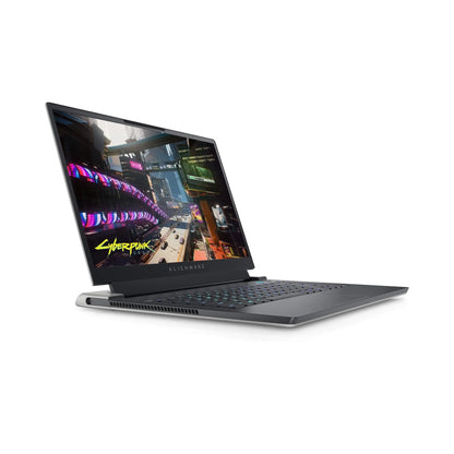 AlineWare X15 Laptop Left Side with a colorful display on a white background