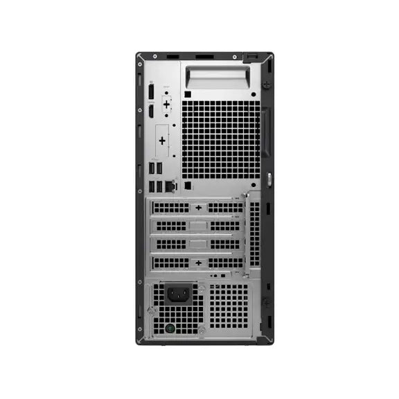 Back view of a computer tower case on a white background