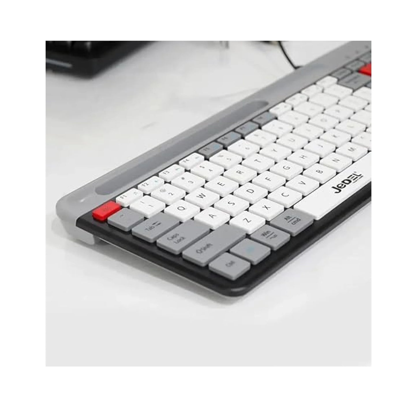 Jedel KL-37 Wired Slim Keyboard | 104 Keys, Built-in Phone Holder