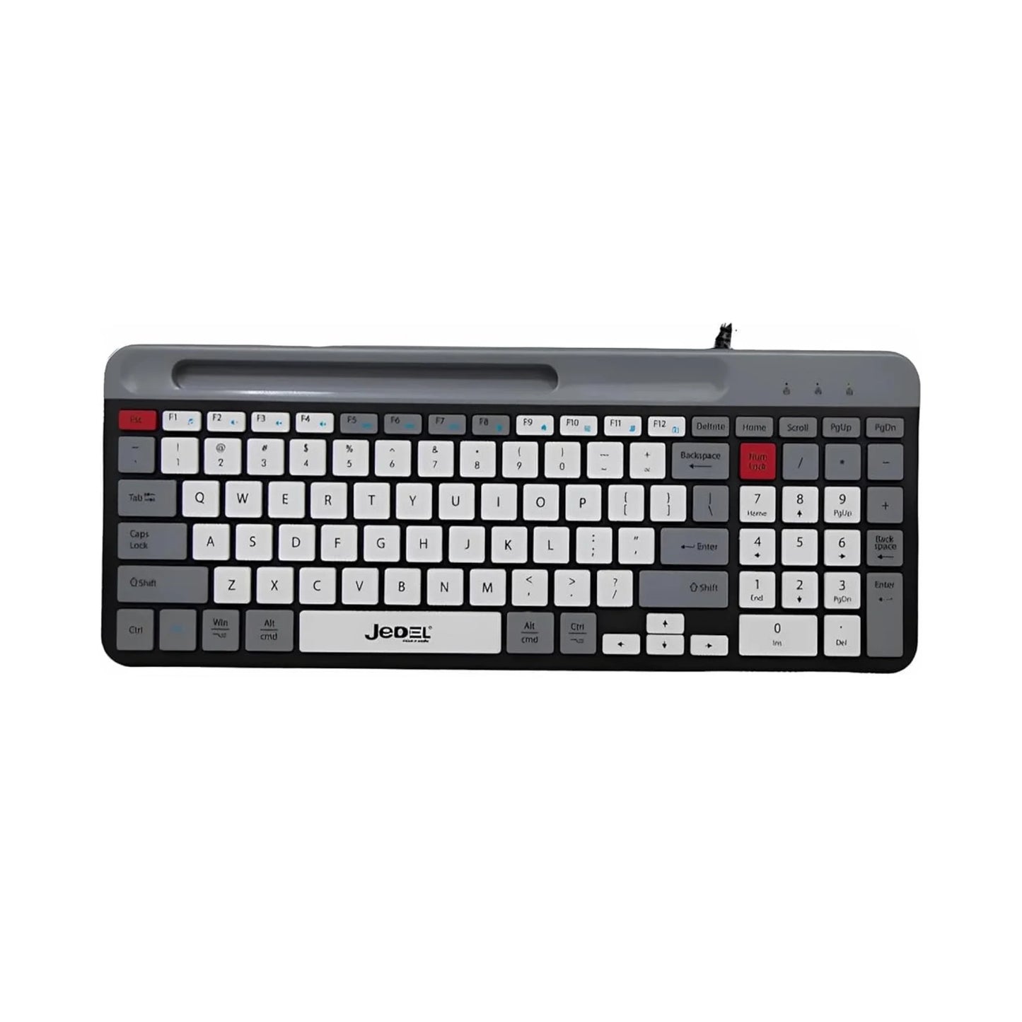 Jedel KL-37 Wired Slim Keyboard | 104 Keys, Built-in Phone Holder