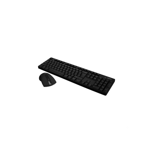 Black keyboard and mouse Philips C501 set on a white background