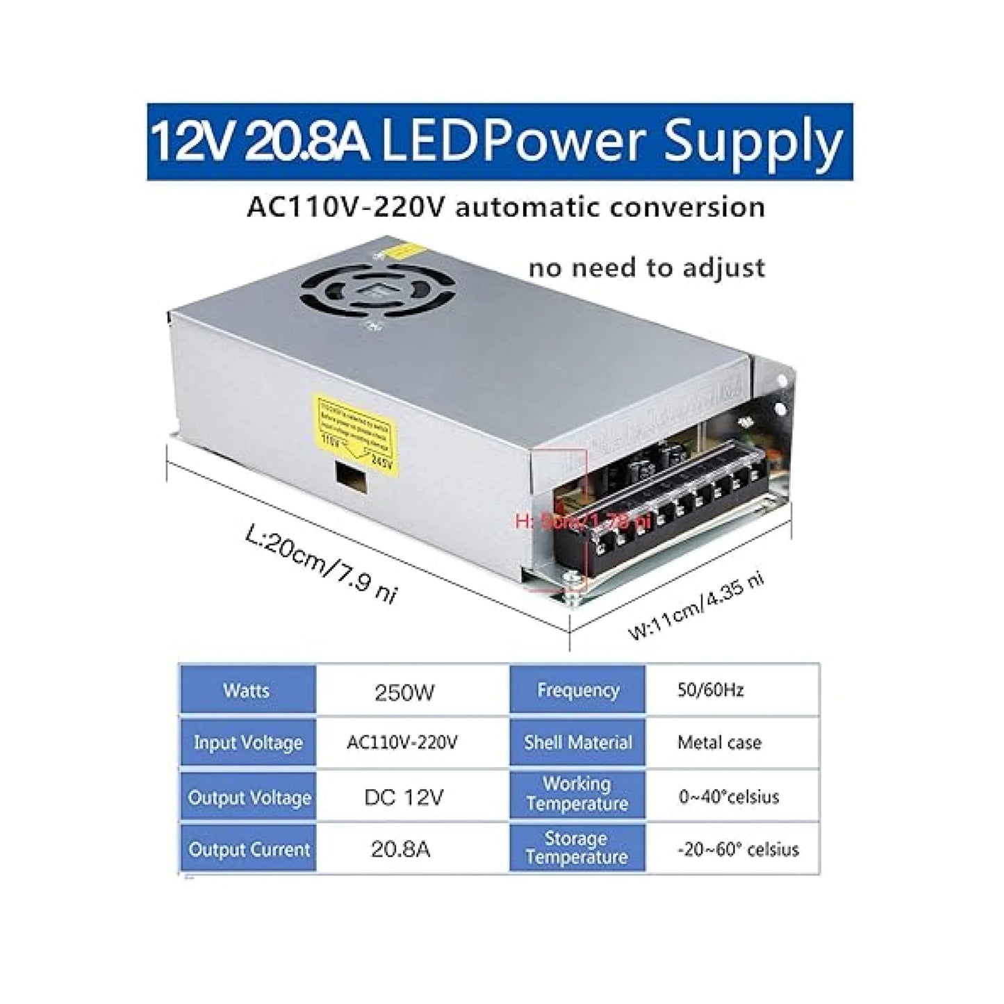 Power Supply 12V 20A – High Performance CCTV Adapter