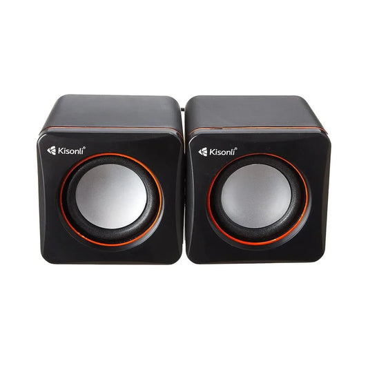 Speacker Kisonli V400 black speakers with orange accents on a white background, featuring the Kisonli brand.