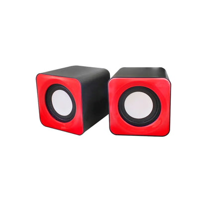 Speaker Gamma GT-213 red and black cube-shaped speakers on a white background