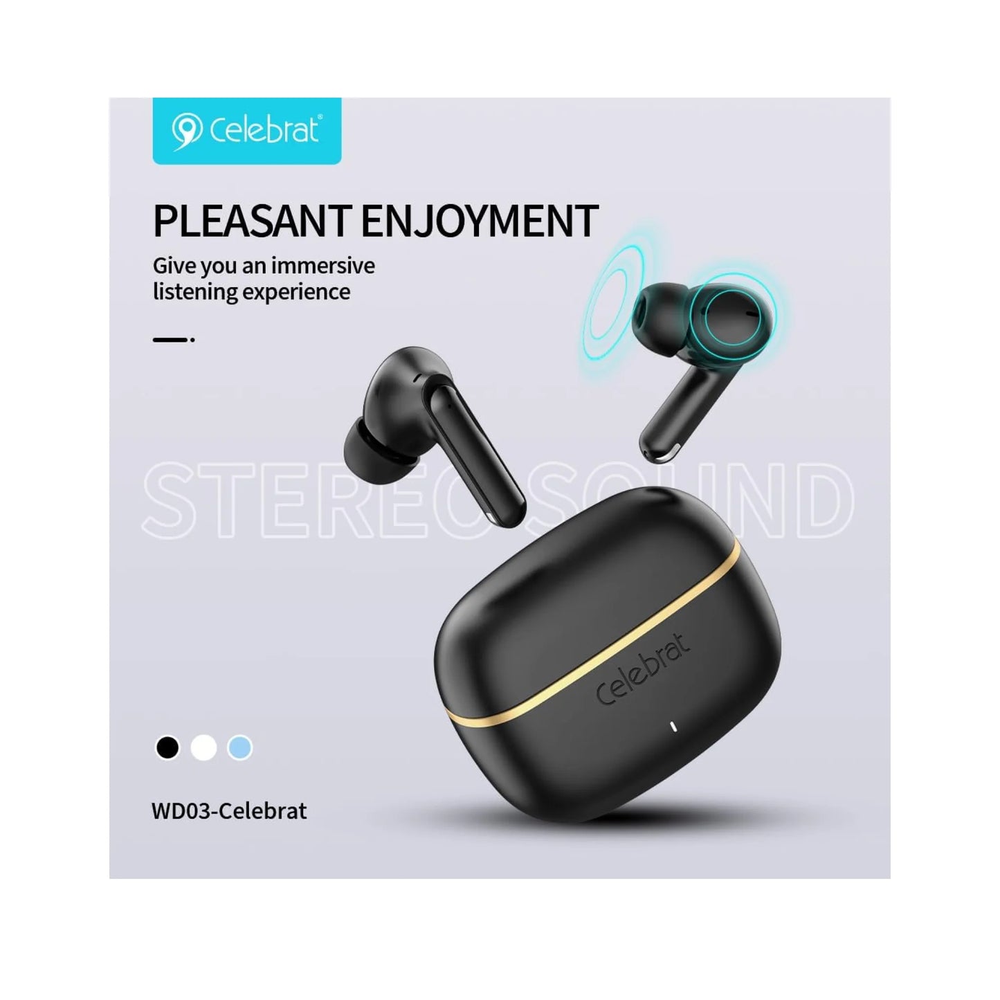 Celebrat WD03 True Wireless Earbuds | Bluetooth 5.3 & Clear Sound