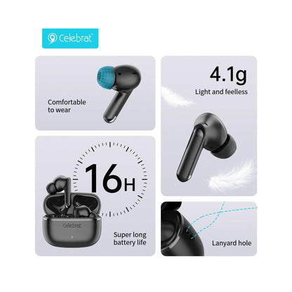Celebrat WD03 True Wireless Earbuds | Bluetooth 5.3 & Clear Sound