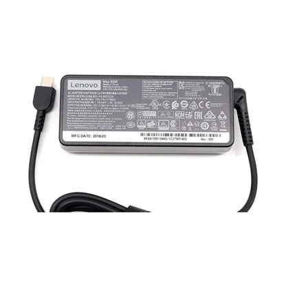 Lenovo laptop charger with USB-C cable on a white background