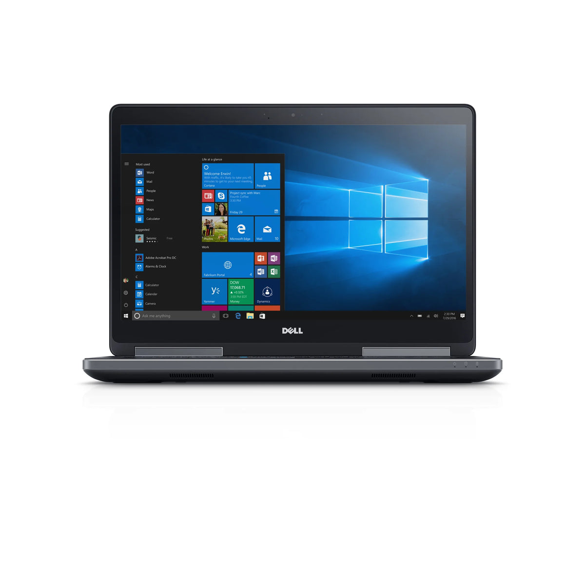Dell Precision 7520 15.6-inch mobile workstation, front view with display open