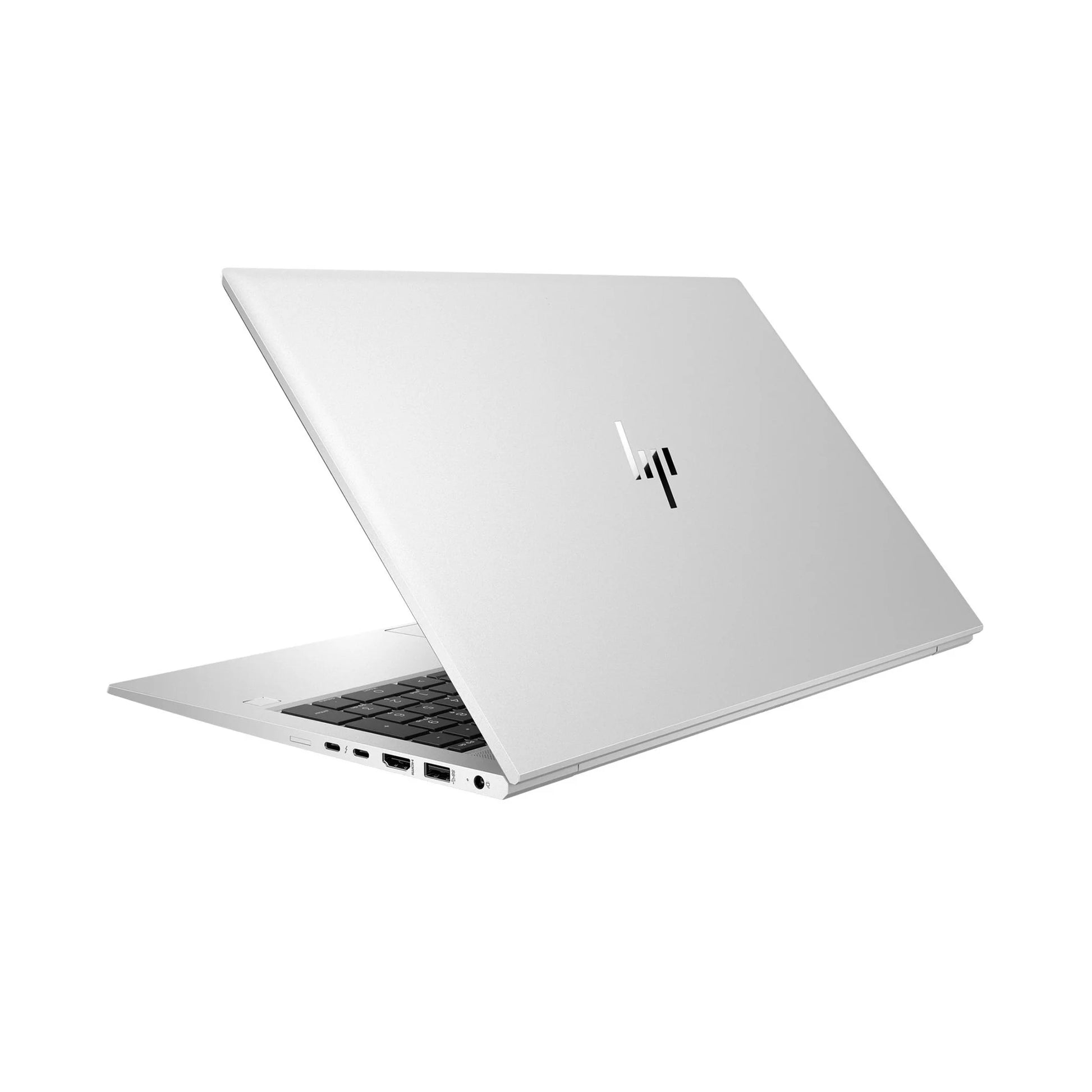 Rear angle view of the HP Elitebook 855 G7 G8 showing the premium silver chassis and logo.     