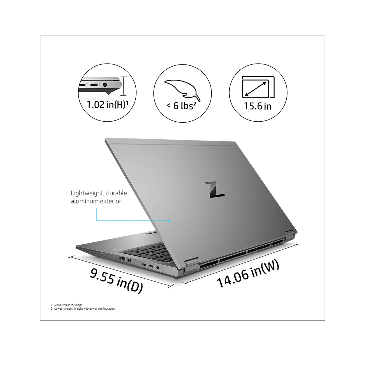 HP ZBook Fury 15 G7 15.6-inch mobile workstation, front view with display open