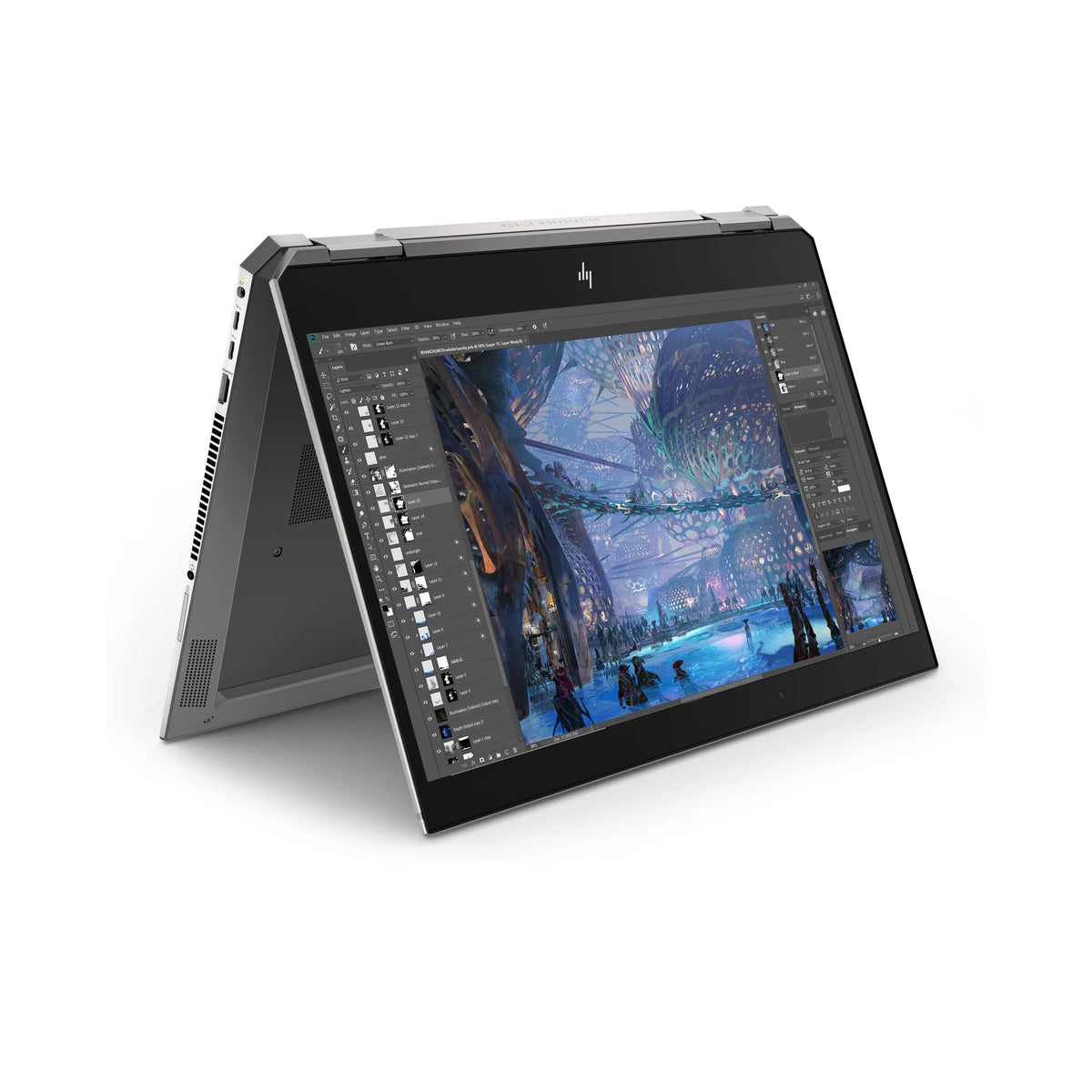 HP ZBook Studio x360 G5 15.6-inch convertible workstation, front view in laptop mode