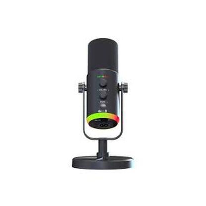 NeePho NP-M03 RGB USB condenser microphone on a desktop tripod stand with lighting on
