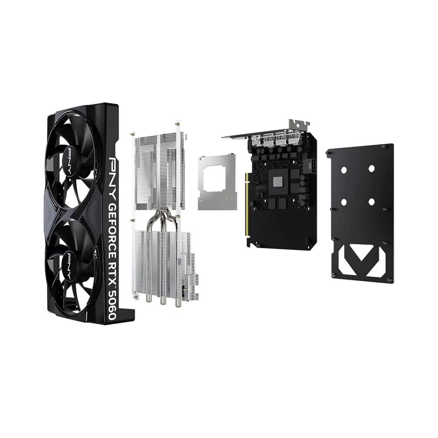 GPU with cooling components on a white background